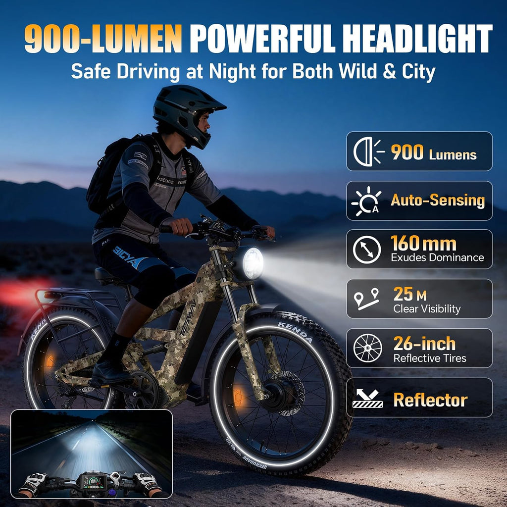 TESWAY X9 Ultra Dual Motor Ebike, 26' Fat Tire Full Suspension AWD Electric Bike for Adults, 4000W 43MPH 240NM, 60V 30Ah(Camo)/25Ah(Other) 120 Miles Long Rang