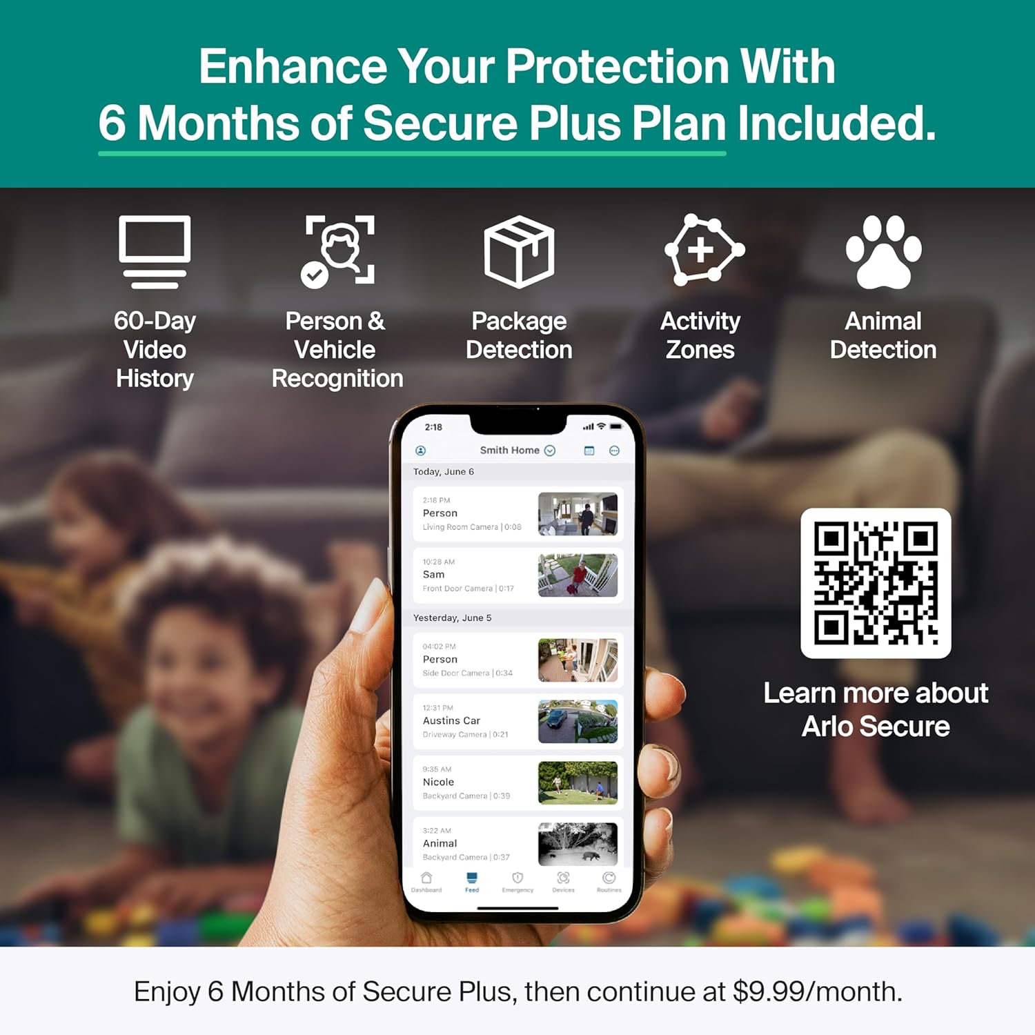 Arlo Essential Security Camera 2K (3rd Gen, 2025 Release) 2 Cam + 2 Solar Panels + 6 Months of Secure Plus Plan - Wireless Outdoor Camera, Battery Power, Person Recognition, Package Detection, White