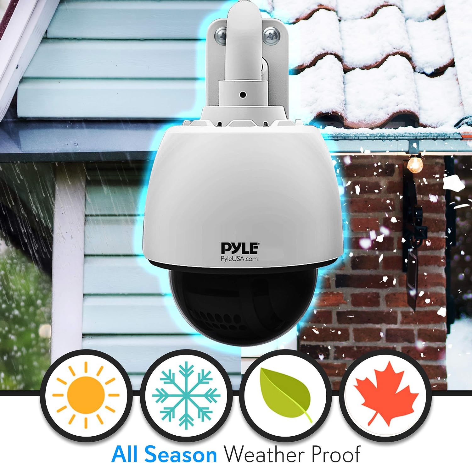 Pyle Outdoor IP Camera Optical Zoom, HD 960p with 32g SD Storage, Weatherproof Wireless WiFi Home Security Surveillance, Outdoor PTZ Pan Tilt Dome and 4X Zoom, Smartphone App Monitoring