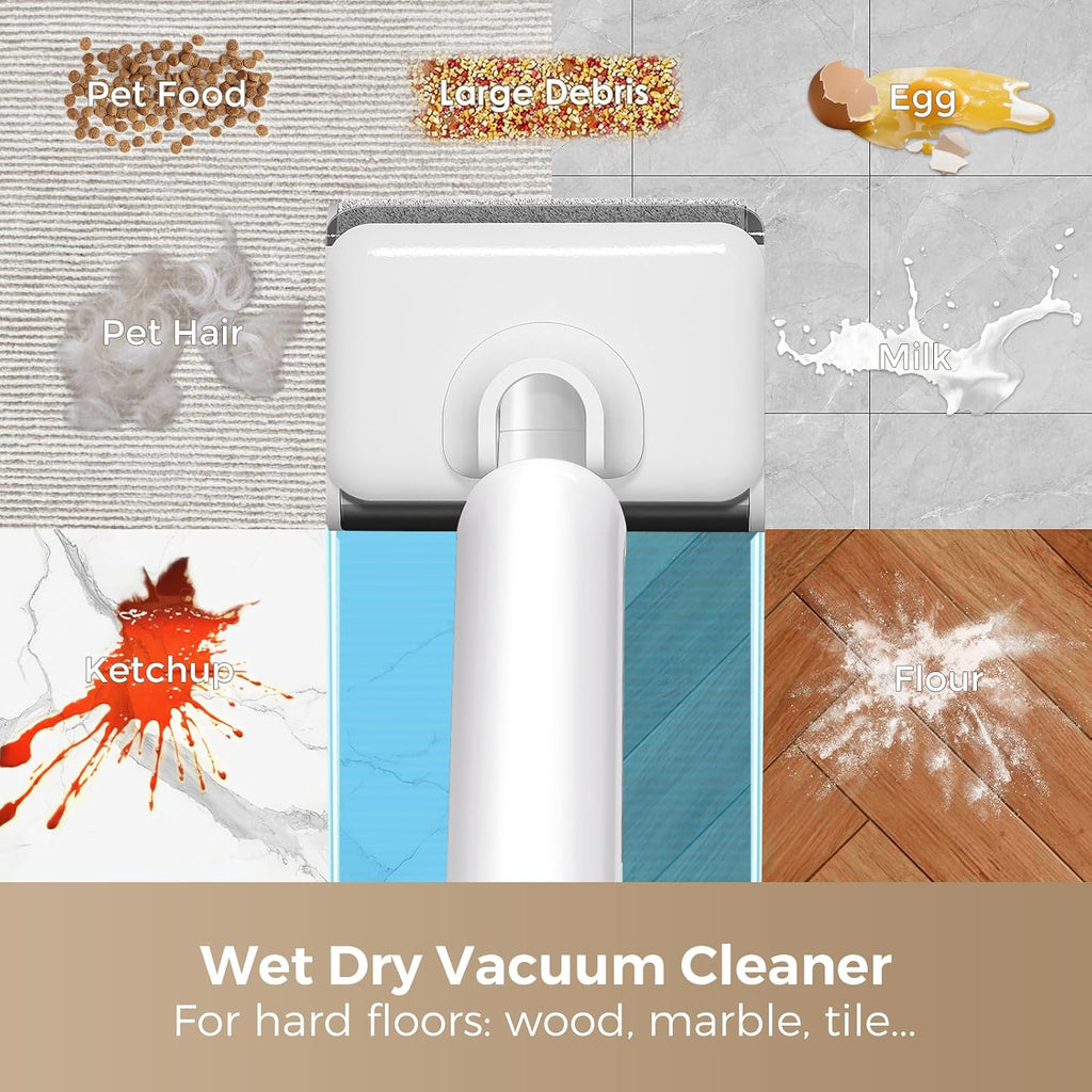 Wet Dry Vacuum Mop - Self-Cleaning Floor Washer with 180°Lie-Flat & 0 Hair Tangle, Self-Propelled Edge Cleaning, 60Min Runtime, Designed for Pet Hair, Kids' Spills & Daily Household Cleaning