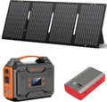Portable Solar Power Station with Foldable Solar Panel 60W, 300W 110V AC Outlet Portable Solar Power Pack Generator with Panels, Camping 65W Power Bank with DC for Laptop Smart Device RV Outdoor