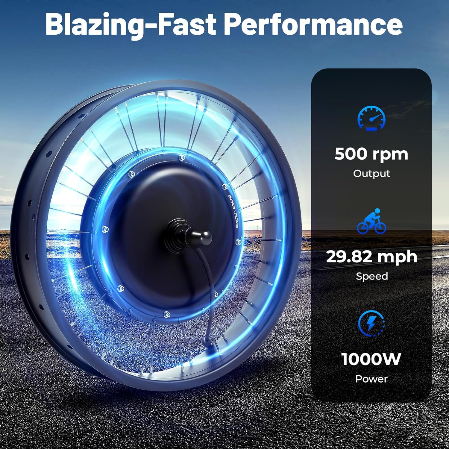 48V Electric Bicycle Conversion Kit, 20' 1000W Brushless Gearless Motor Kit for Electric Bicycle Front Wheel Frame Kit, Electricc Bicycles Motor Kit for Snow Fat Tire (Front Wheel)