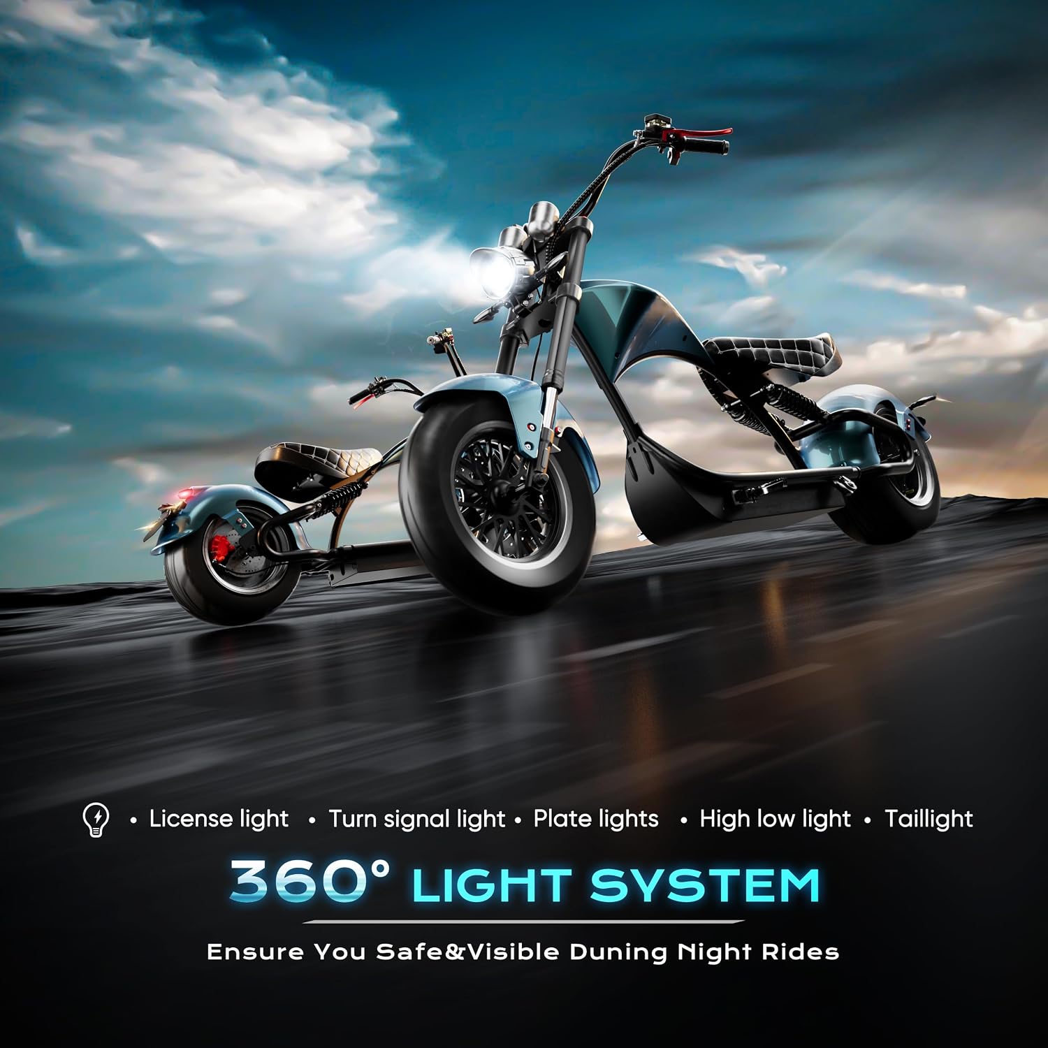 eAhora M1P [2025 Upgraded] 37Mph 2000W Electric Motorcycle for Adults DOT Approved, 40Miles 60V 30ah Lithium Battery, 12in Vacuum Tires Full Suspension for Urban Commuting, Electric Moped