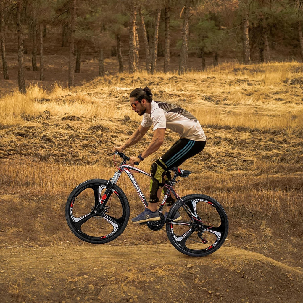 26 Inch Adult Folding Bikes/Mountain Bikes, 21 Speeds Mountain Bicycles with Full Suspension, Dual Disc Brake, High Carbon Steel Frame, Foldable Bike for Men/Women/Teen, Multiple Colors