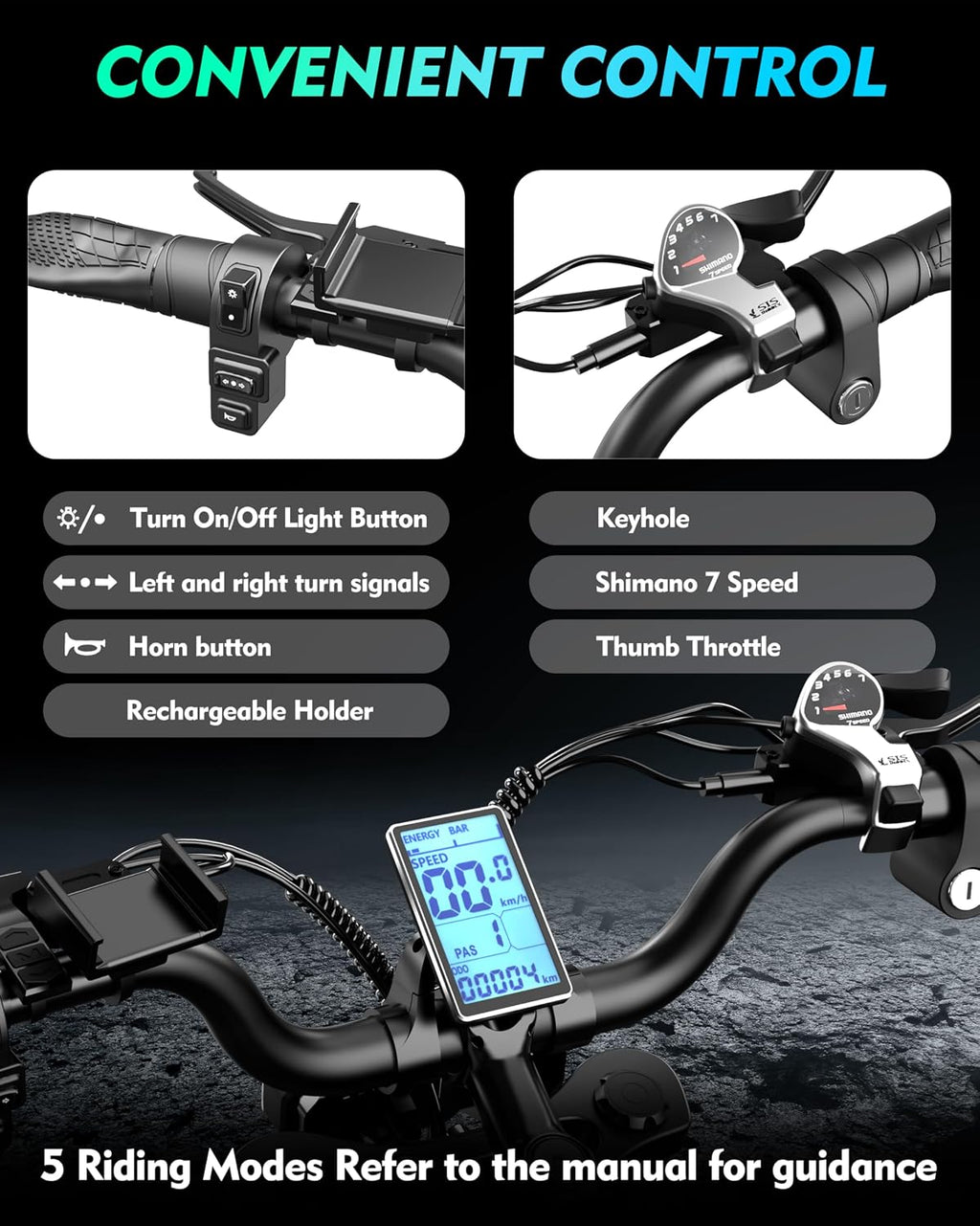 Rakowe Electric Bike for Adults, 2000W Peak Motor, 20' Fat Tire Electric Dirt Bike, 48V Removable Battery, Up to 34MPH & 80 Miles, Hydraulic Disc Brakes, Full Suspension, 7-Speed Ebike