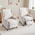 Wingback Recliner Chairs, Comfy Fabric Pushback Recliner Chair, Upholstered Armchair Push Back Recliner, Rivet Trim Single Sofa Accent Chair with Wood Legs for Living Room, Set of 2, Beige