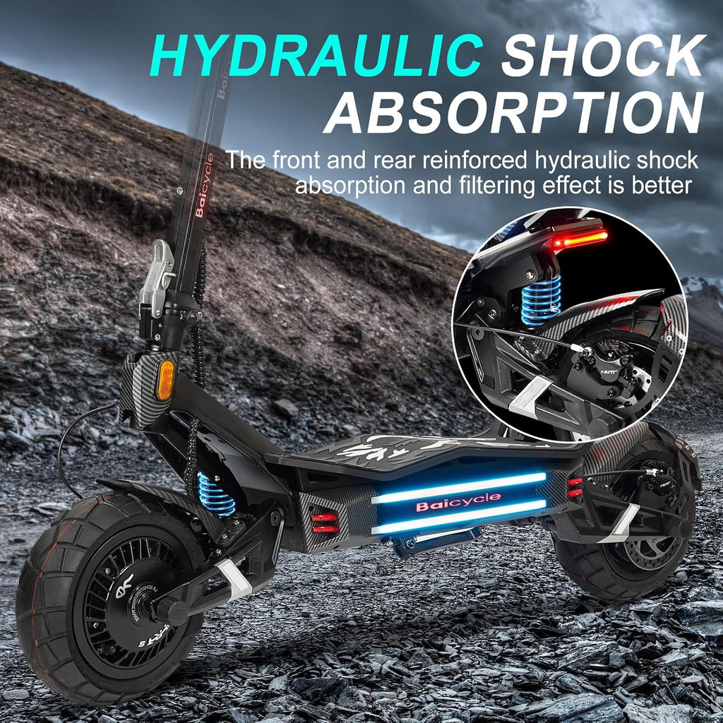 Electric Scooter Adults 1600/4000/6000W Motor 50 Miles Long Range & 40/45/50 MPH Top Speed 10' Off Road Tire Folding E-Scooter 60V/48V 20.8AH Battery Kick Scooter with Detachable Seat for Commuter