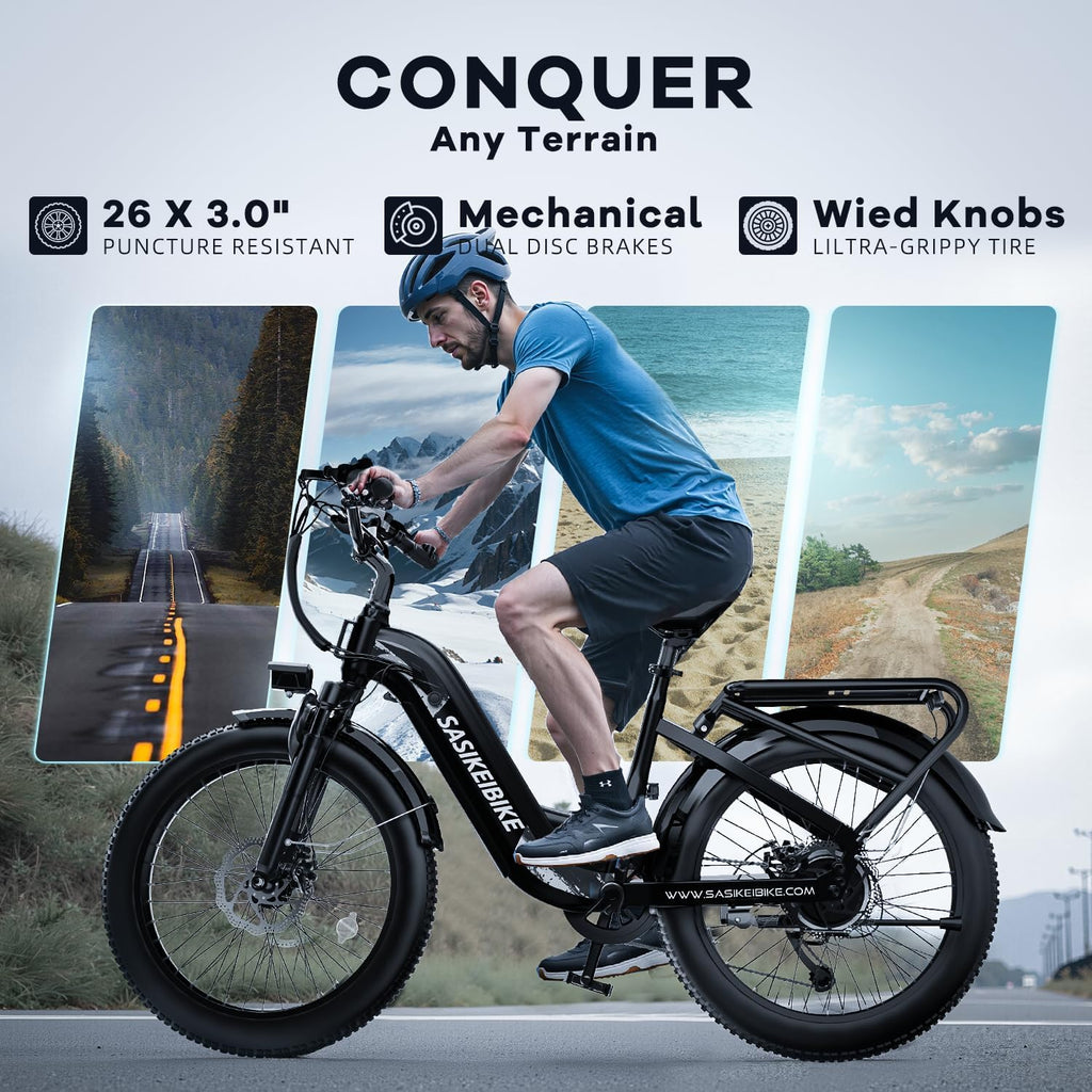 Electric Bike for Adults,1000W/1500W Peak Motor Ebike, 48V 15/20Ah Removable Battery, Electric Commuting Mountain Bike, Step Thru Ebike with 80 Miles Electric Bicycle,7 Speed UL Certified