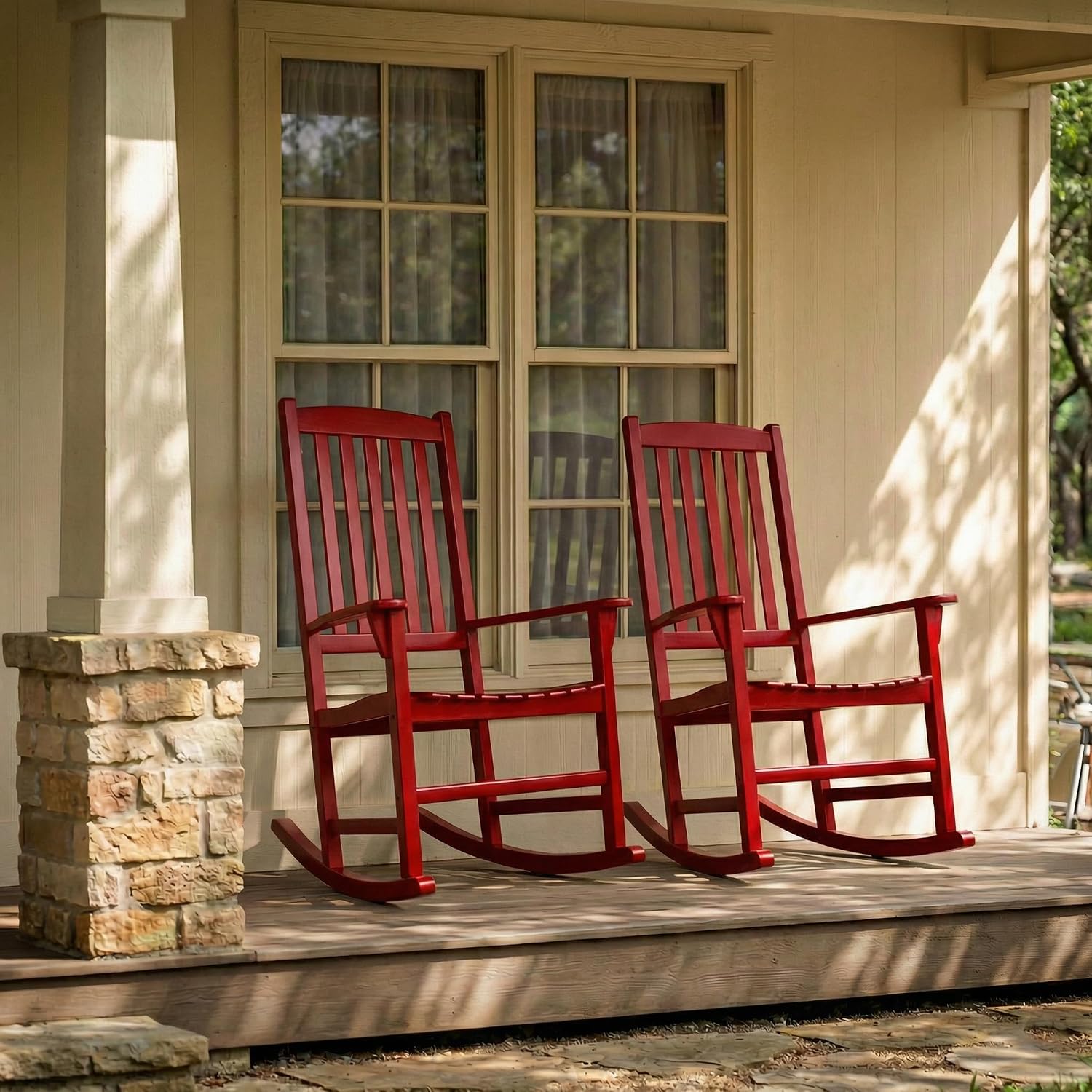 Cambridge Casual Solid Wood Bentley Porch Rocking Chair, Red