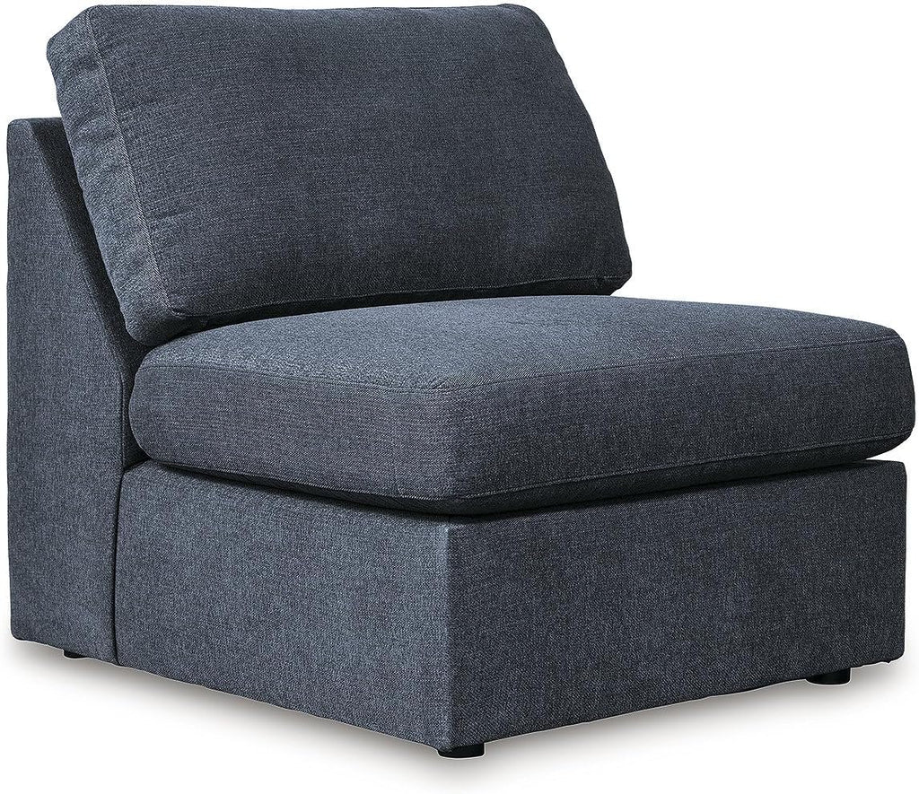 Signature Design by Ashley Contemporary Modmax Stain Resistant U-Shape Left-Arm Facing 4-Piece Sectional with Chaise and Reversible Cushion, Dark Blue