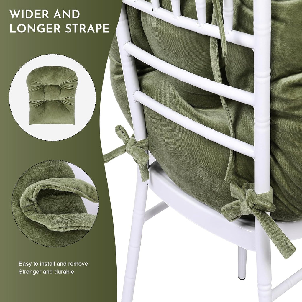 Lucky Monet 5Pcs Glider Rocker Replacement Cushions - Velvet Glider Cushions Replacement Set with Side Storage Pockets, Thick Glider Chair Cushions Washable & Non Slip, Cushion ONLY - Green