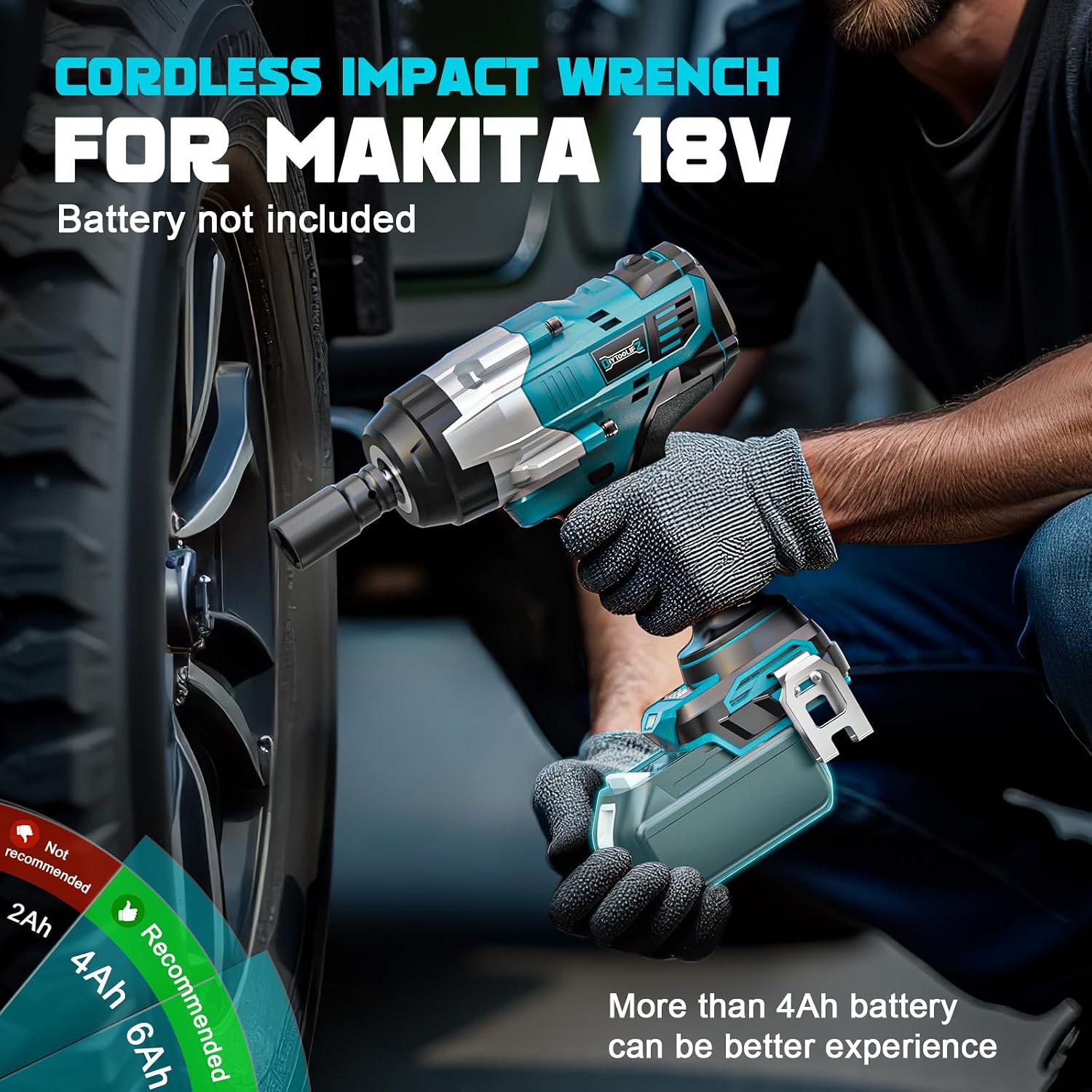 DIYtoolifz Cordless Impact Wrench 1/2' Compatible with Makita 18V Battery, 1700 Ft-lbs High Torque Impact Driver, Electric Impact Gun with 4 Speed Modes & LED Light for Car, Truck, Mower(Bare Tool)