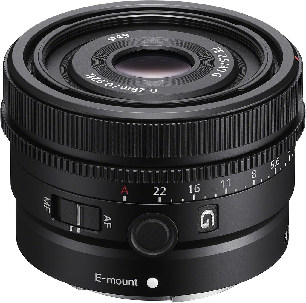 Sony FE 40mm F2.5 G Full Frame Ultra Compact Lens SEL40F25G for E-Mount Mirrorless Cameras Bundle with 49mm UV/Polarizer/FLD Filter Kit + Deco Photo Protective Case 4 Pack + Software and Accessories