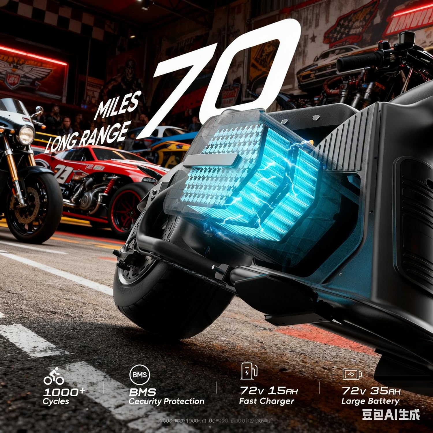 eAhora 4000W M8S Electric Motorcycle for Adults,72V 35Ah Lithium Battery 87 Miles Long Range, Full Suspension Dual Hydraulic Brakes,IP6 Color LCD Display Street Legal High Speed Bike