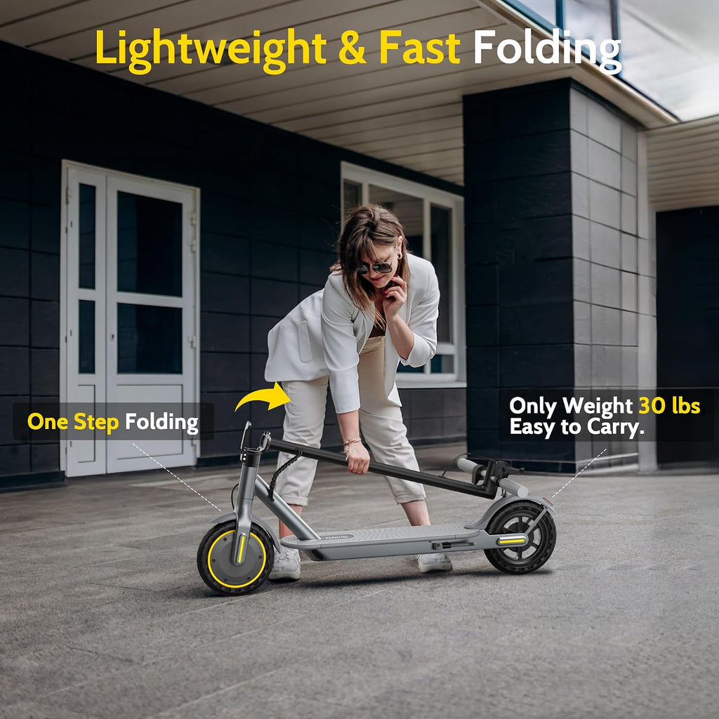 NAVIC Electric Scooter with Dual Suspension, 8.5'/10' Tires, 350W/500W Motor, 19/22 Mph, Max 22/25/27/49Miles Range, Foldable E Scooter for Adults with Braking, App Control