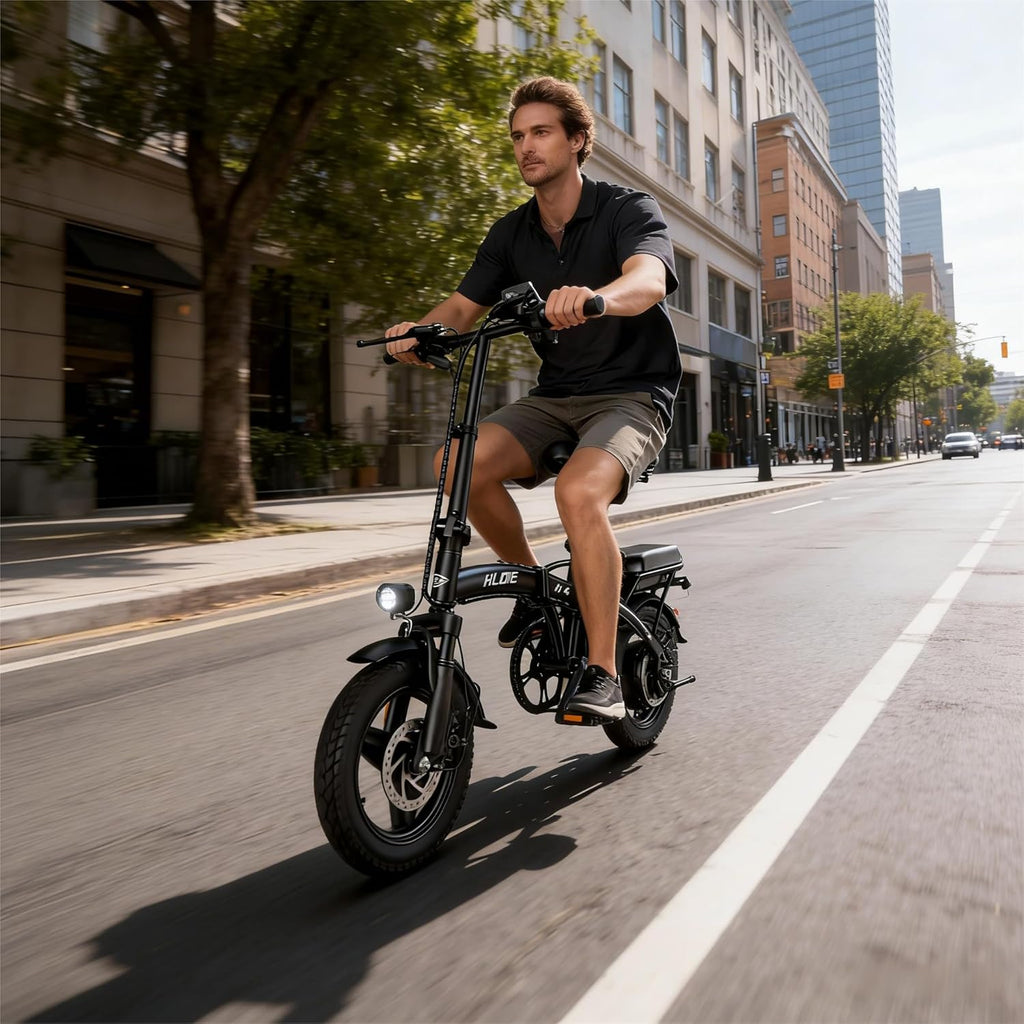 HLOIE Folding Electric Bike for Adults, 750W Peak Motor, Up to 23 MPH, 14' Foldable Ebike with 48V 12Ah Battery, 35 Miles PAS Range, Mini Electric Bicycle for Adults & Teens