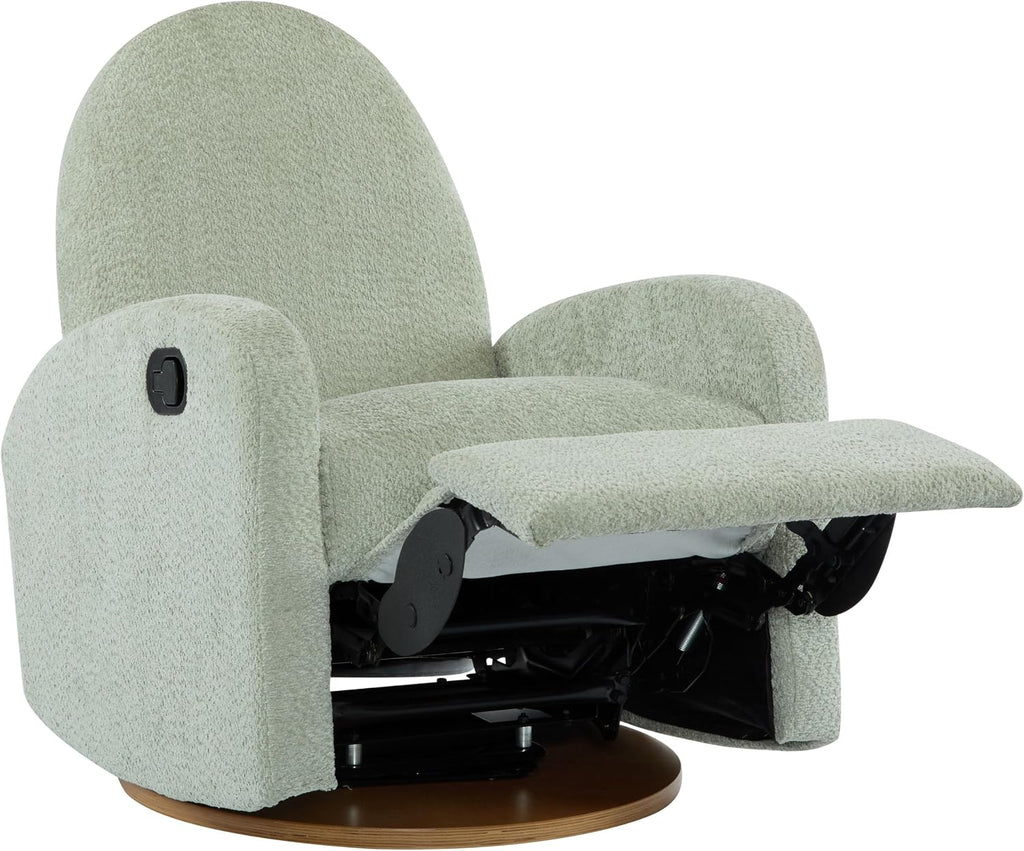 GDFStudio Swivel Glider Recliner Chair Nursery Rocker Recliner Chair with Boucle Upholstered High Back Single Seat Sofa Chair with Deep Seat Manual Nursing Reclining for Living Room, Light Green