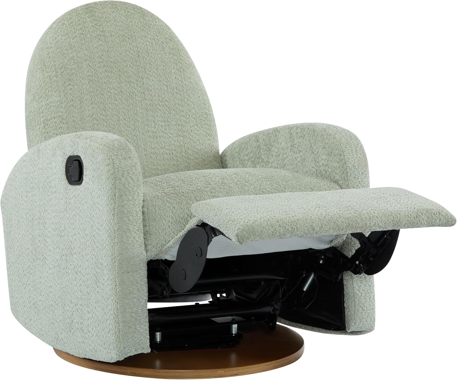 GDFStudio Swivel Glider Recliner Chair Nursery Rocker Recliner Chair with Boucle Upholstered High Back Single Seat Sofa Chair with Deep Seat Manual Nursing Reclining for Living Room, Light Green