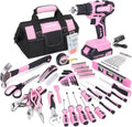 FASTPRO 232-Piece Pink Tool Set with Drill, 20V Cordless Drill Driver and Home Tool Set, Pink Drill Set for Women, Lady's Repairing Kit with 12-Inch Storage Bag, Pink