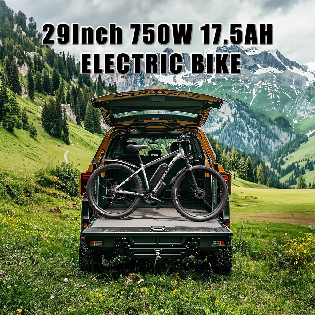 29 Inch Adult Commuter Electric Bike, 750 Watt/Peak 1000 Watt Motor 48V 17.5AH Removable Battery Electric Bike 29' x 2.1' 34MPH Electric Mountain Bike 21 Speed Gear Shift Electric Bike
