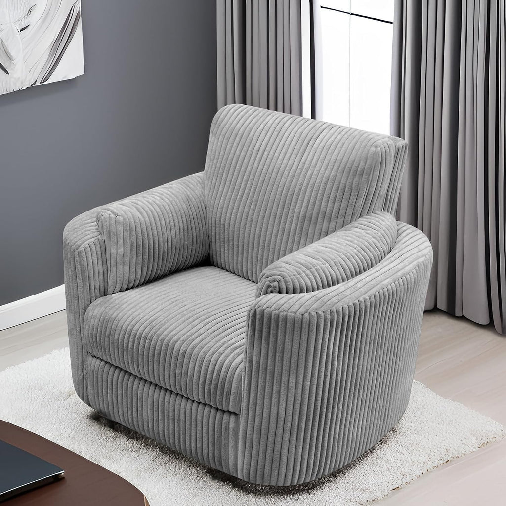 Zenosyne Power Swivel Recliner Rocking Chair Nursery Glider Rocker with Headrest, USB and Type-c Port, Corduroy Electric Reclining Sofa Chair Arm Chair for Living Room (Dark Gray)