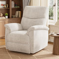 GarveeHome Recliner Chair, 360° Swivel Rocker Glider Nursery Chair with Padded Armrest and Deep Seat, PU Leather Upholstered Reclining Sofa Chair for Living Room, Bedroom and Nursery (White)