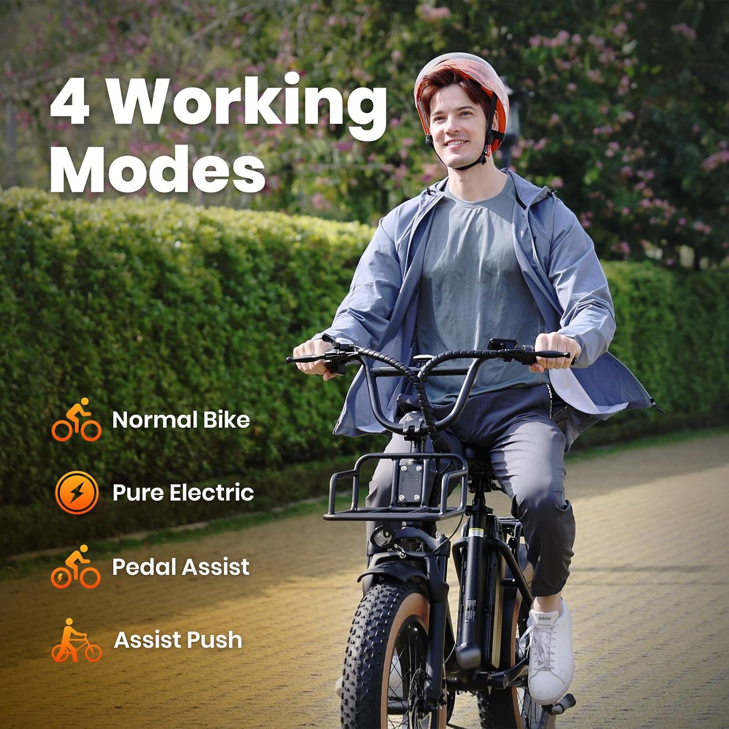 Baicycle 1800W Peak Electric Bikes for Adults 20' Fat Tire E Bike with 90 Miles(PAS) Max Range 28 MPH Electric Bicycle Step-Thru Ebikes with 48V Removable Battery 7 Speed Ebike