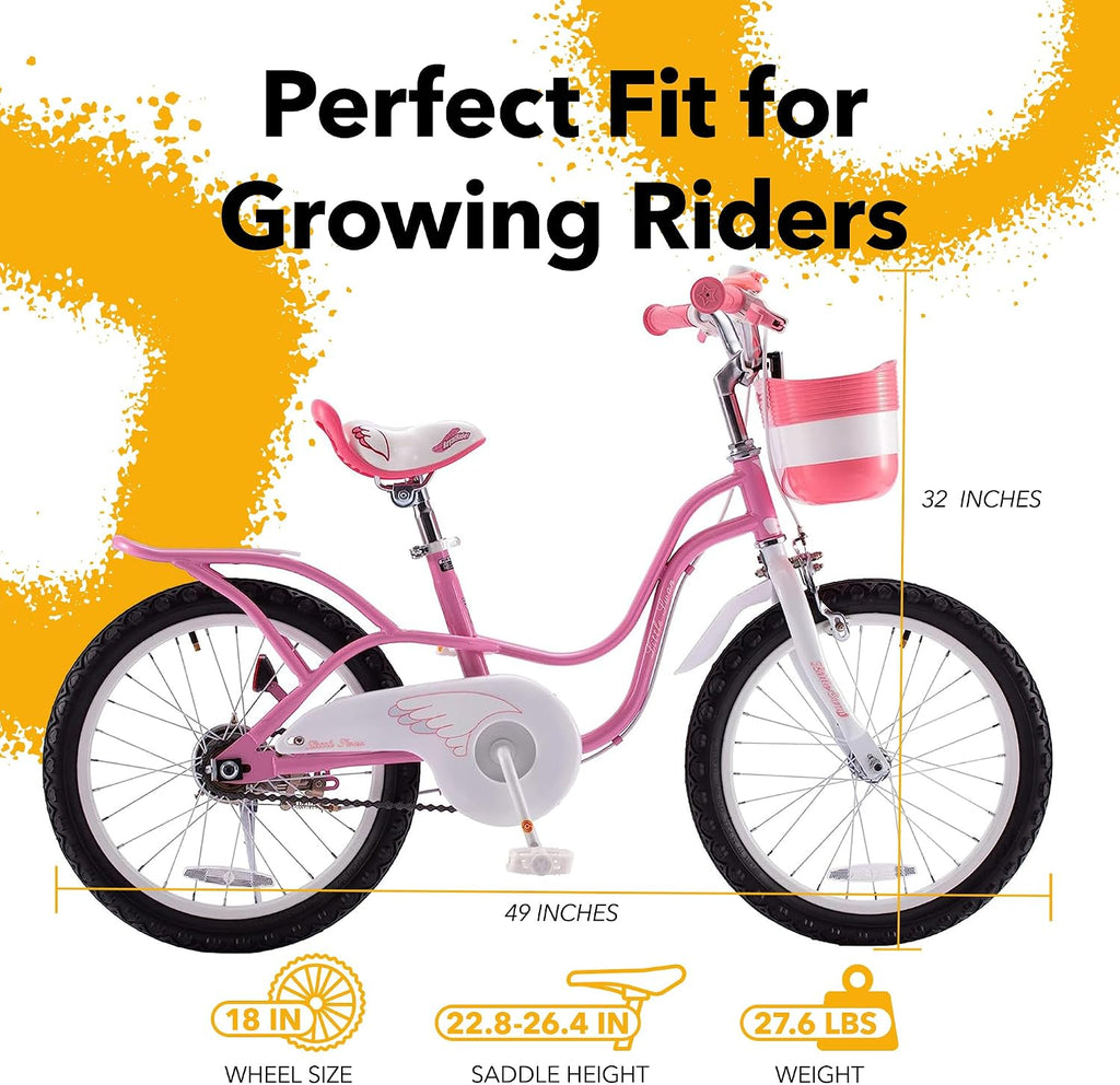 Royalbaby Princess Girls Kids Bike 12 14 16 18 20 Inch Children Bicycle with Basket for Age 3-12 Years