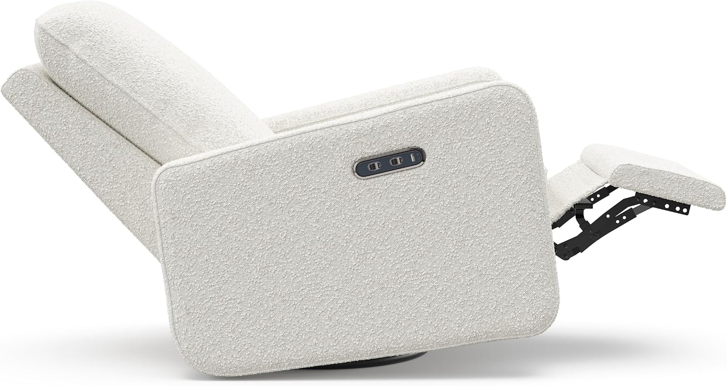 Graco Teddi Power Recliner Swivel Glider, Electronic Power Recline, Oeko-TEX 100 Certified, USB-A & USB-C Charger, Premium Cushioning & Comfort – (Ivory Boucle)