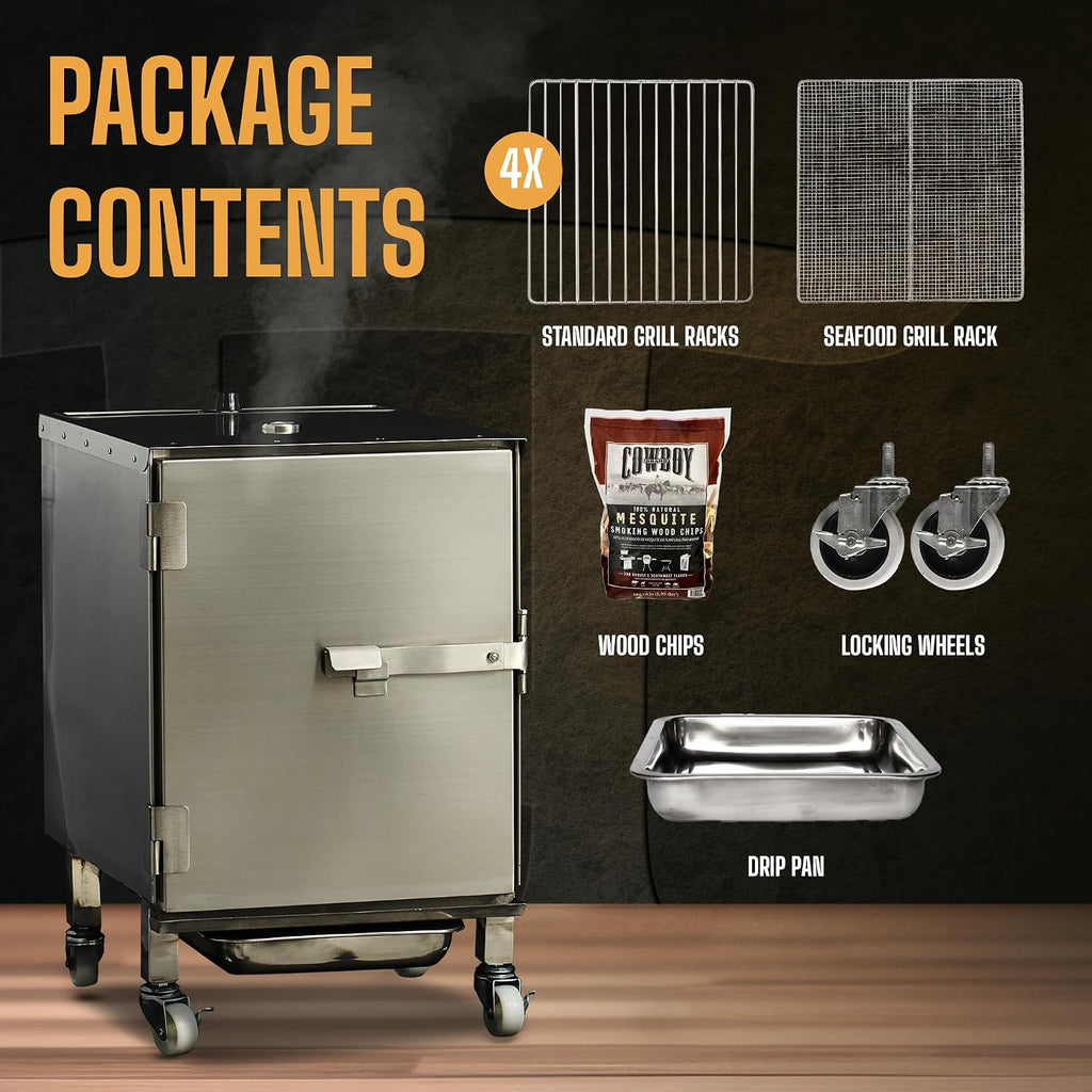 SmokinTex Lil' Tex Electric Smoker - Stainless Steel Portable Meat Smoker Grill with Temperature Control, Wood Chip Tray, and Meat Probe for BBQ, Jerky, Vegetables