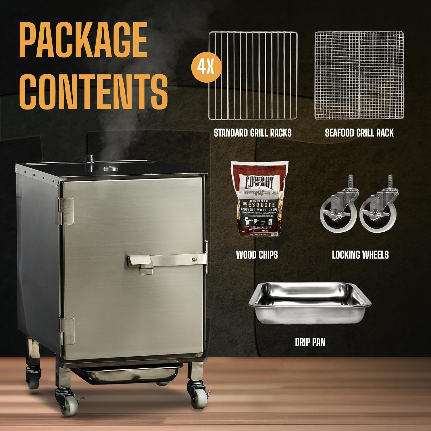 SmokinTex Lil' Tex Electric Smoker - Stainless Steel Portable Meat Smoker Grill with Temperature Control, Wood Chip Tray, and Meat Probe for BBQ, Jerky, Vegetables