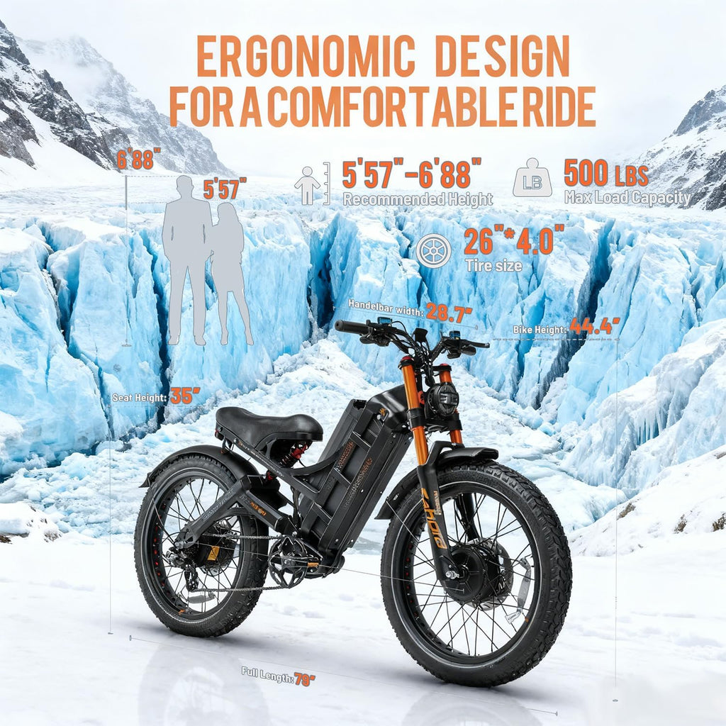 2026 eAhora Romeo Dual-Motor Ebike - 50Mph 5600W 60-80AH 250Miles Long Range Electric Bike for Adults, Full Suspension Hydraulic Brakes Electric Bicycle, 26' Mountain Bike for Off-Road Commuting