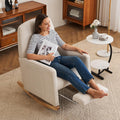 Rocking Chair Nursery with Foot Rest, Nursing Rocking Chair with High Backrest, Glider Rocker Chair for Living Room, Bedroom, Nursery(Cotton Linen Beige)