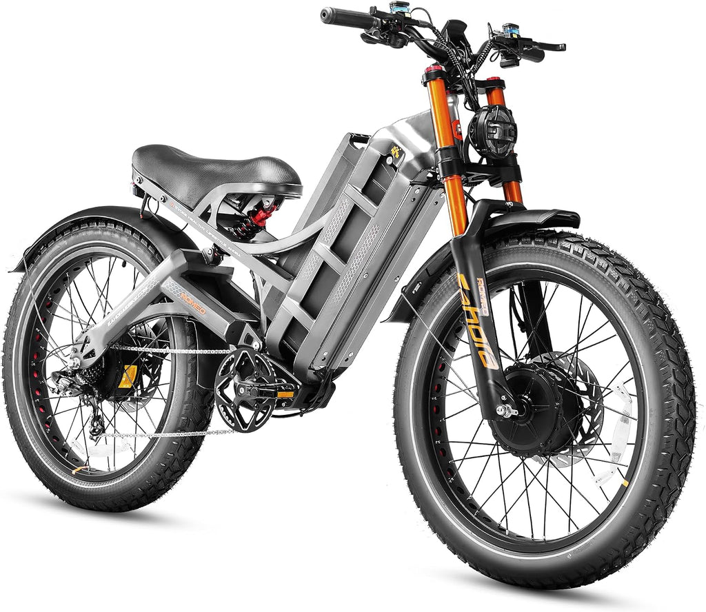 2026 eAhora Romeo Pro 3 Electric Bike for Adult, Peak 5600W Dual Motor, 50mph, 60V 80Ah Battery, 250 Miles Long Range, 26'*4.0 Fat Tire, Air Suspension, App, Commute, Delivery, All-terrian
