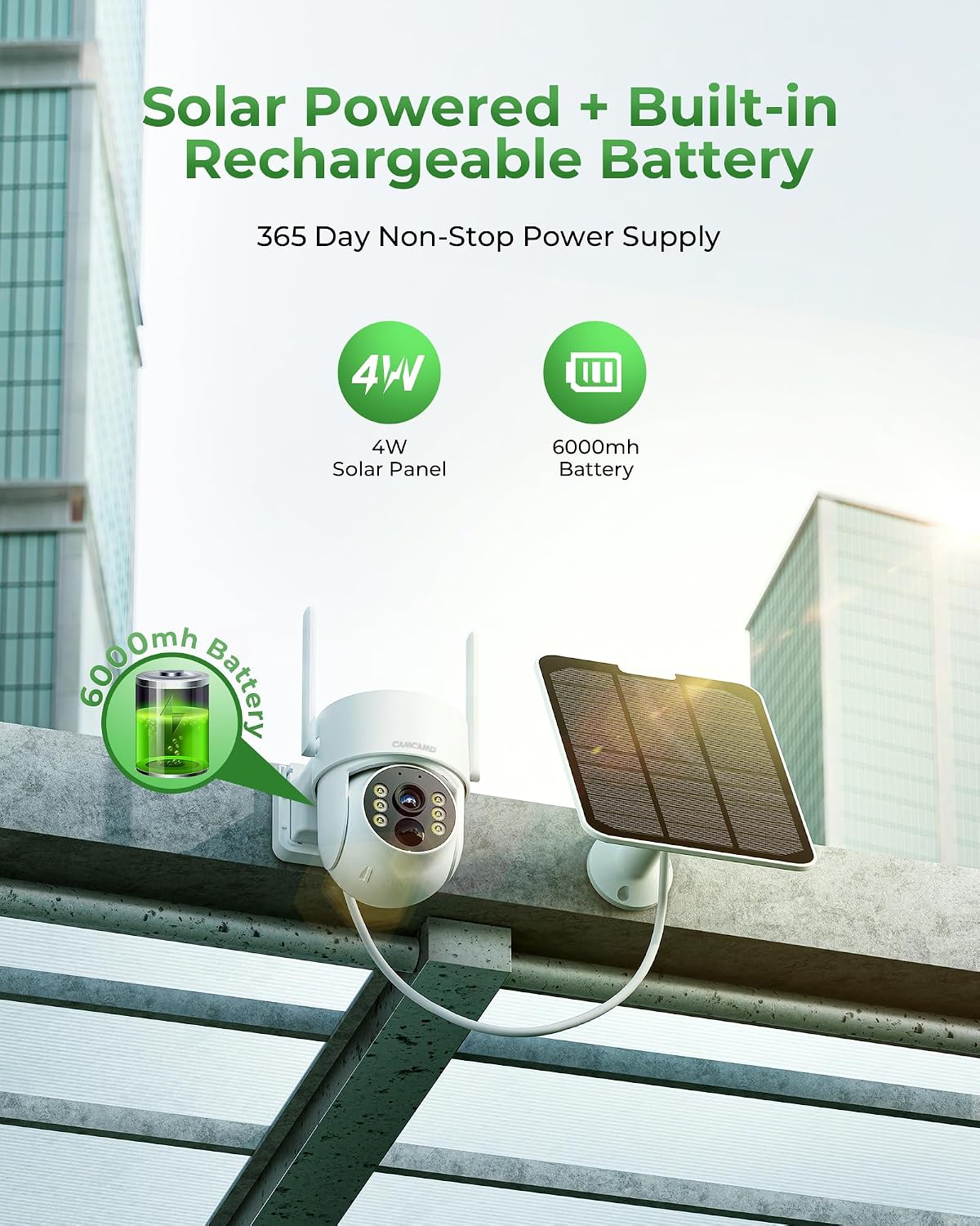 CAMCAMP Solar Security Cameras Wireless Outdoor with 10' Monitor, 10CH NVR 2K Solar Home Security Camera System with 360° Color Night Vision,2-Way Audio,500GB Local Storage,No Monthly Fee,No Need WiFi