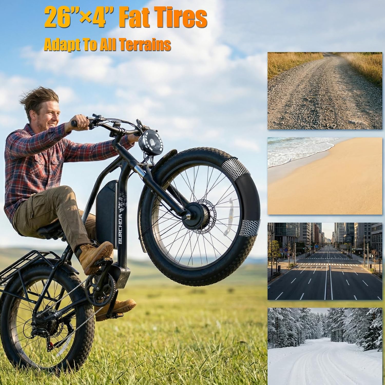 2026 Dual Motor Electric Bike for Adults AWD 5000W/3000W Peak 40 MPH/30 MPH E Dirt Bike, 52V/48V Removable Battery 65/80/150 Miles Max Long Range with Full Suspension 26' Fat Tires Mountain Bike