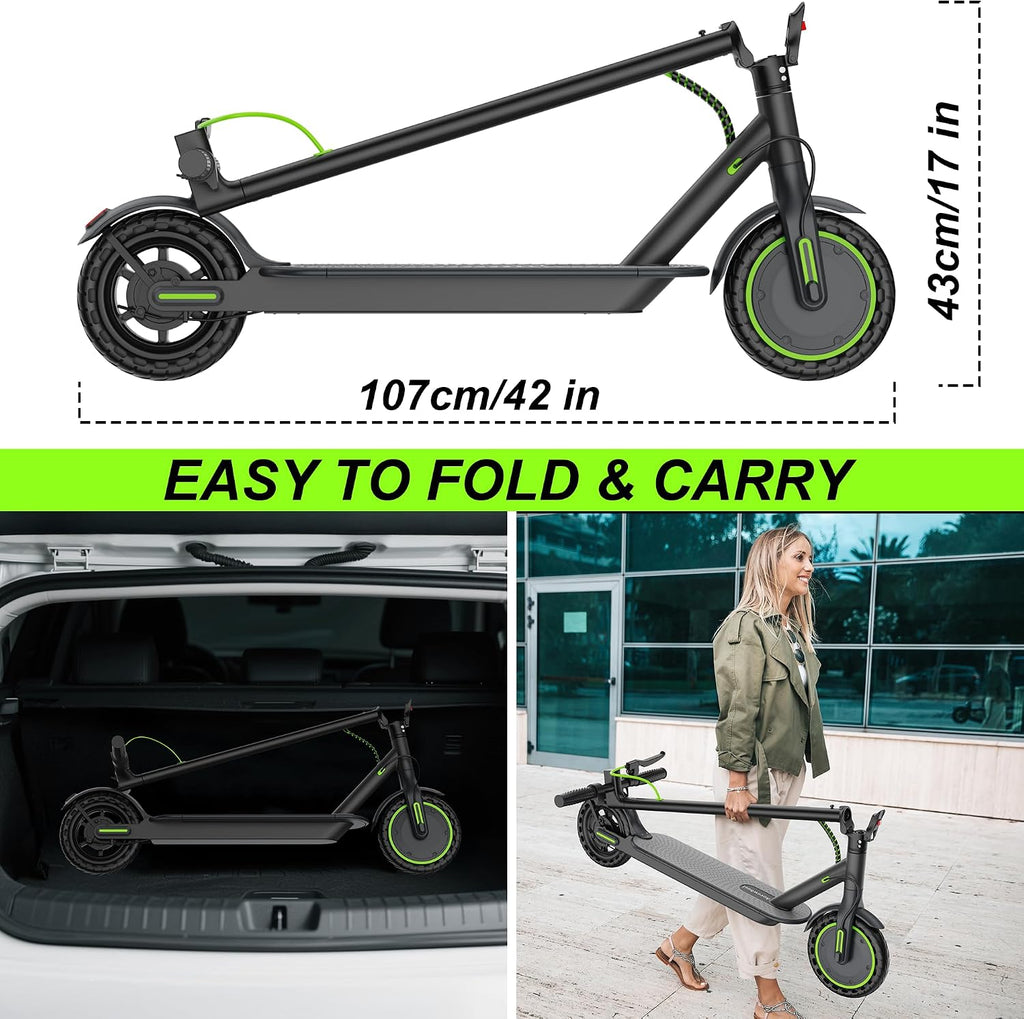 Aovowheel Electric Scooter for Adults, Folding E Scooter with 250W-500W Motor 16-24 Mph Top Speed, Max 15-60Miles Long Range,6.5''/8.5''/10''/14'' Solid Tires Commuting Scooters, Dual Brakes