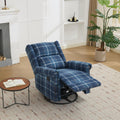 Swivel Rocker Recliner Chair, Manual Rocking Recliner Chair, Wingback Swivel Recliner Chair, Glider 360 Degree Swivel Chair with Padded Seat, Swivel Recliner Chairs for Living Room - Blue