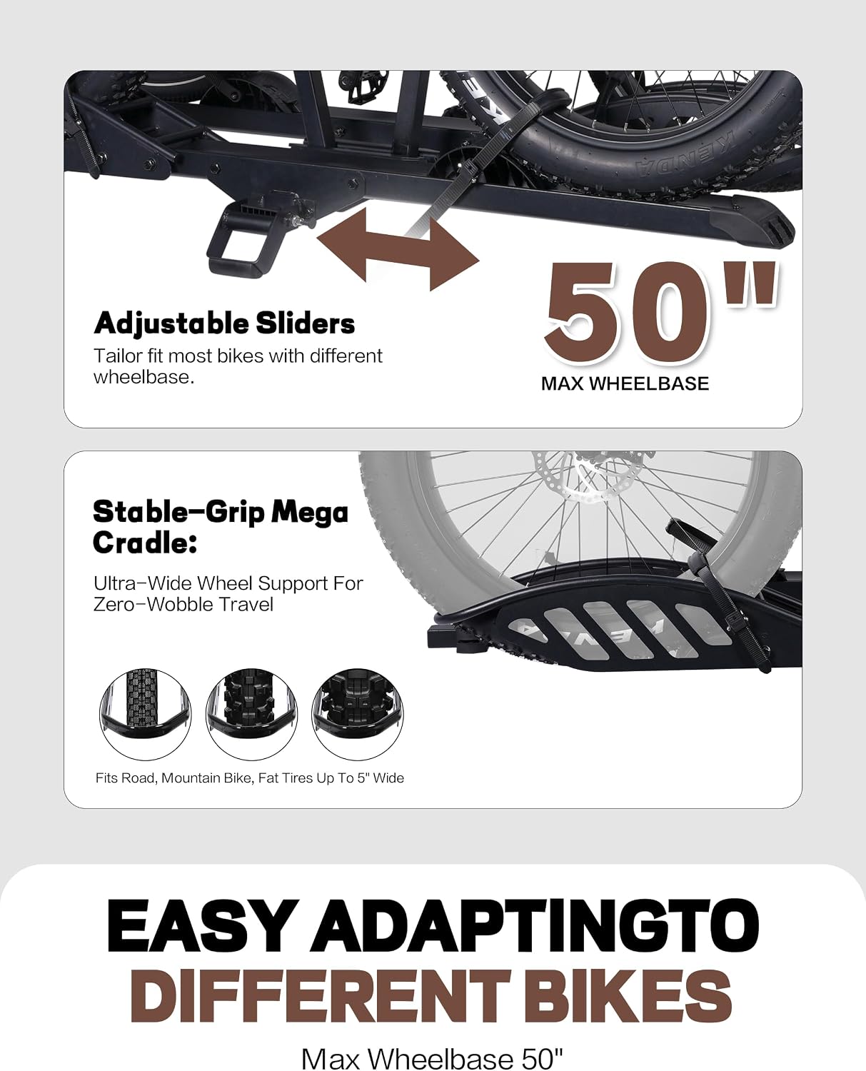 Young Electric Bike Rack with Ramp, 2 Ebike Racks Hitch Mount 200 lbs Capacity Electric Bicycle Carrier, Foldable Bike Rack Hitch for Car, Truck, SUV, Minivan, Up to 5 Inch Fat Tire for 2'' Receiver