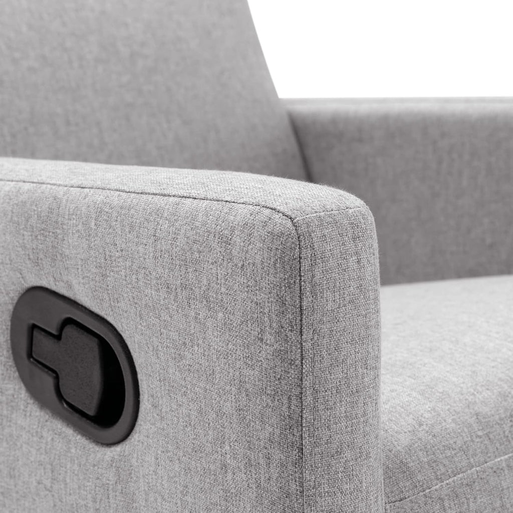 JIVOIT Modern Upholstered Recliner Chair with Tall Backrest, Rocker Nursery Chair Plush Seating Glider Swivel Recliner Chair, Single Sofa Home Theater Seating with Square Arms (Gray+Square Arms)