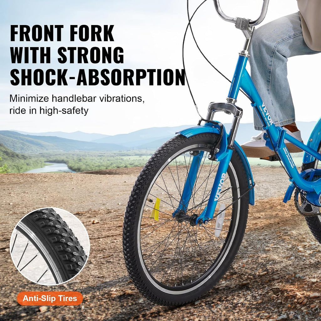 VEVOR Folding Adult Tricycle,Adult Folding Trikes, 3 Wheel Cruiser Bike with Large Basket & Adjustable Seat, Shopping Picnic Foldable Tricycles for Women, Men, Seniors
