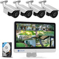4COVR 4K PoE Security Camera System with Monitor, 8CH 8MP H.265 UHD NVR with Monitor Pre-Installed 2TB HDD, 4Pcs 8MP IR Bullet Wired PoE IP Camera IP67, Person Vehicle Detection, LY37EX8MU804