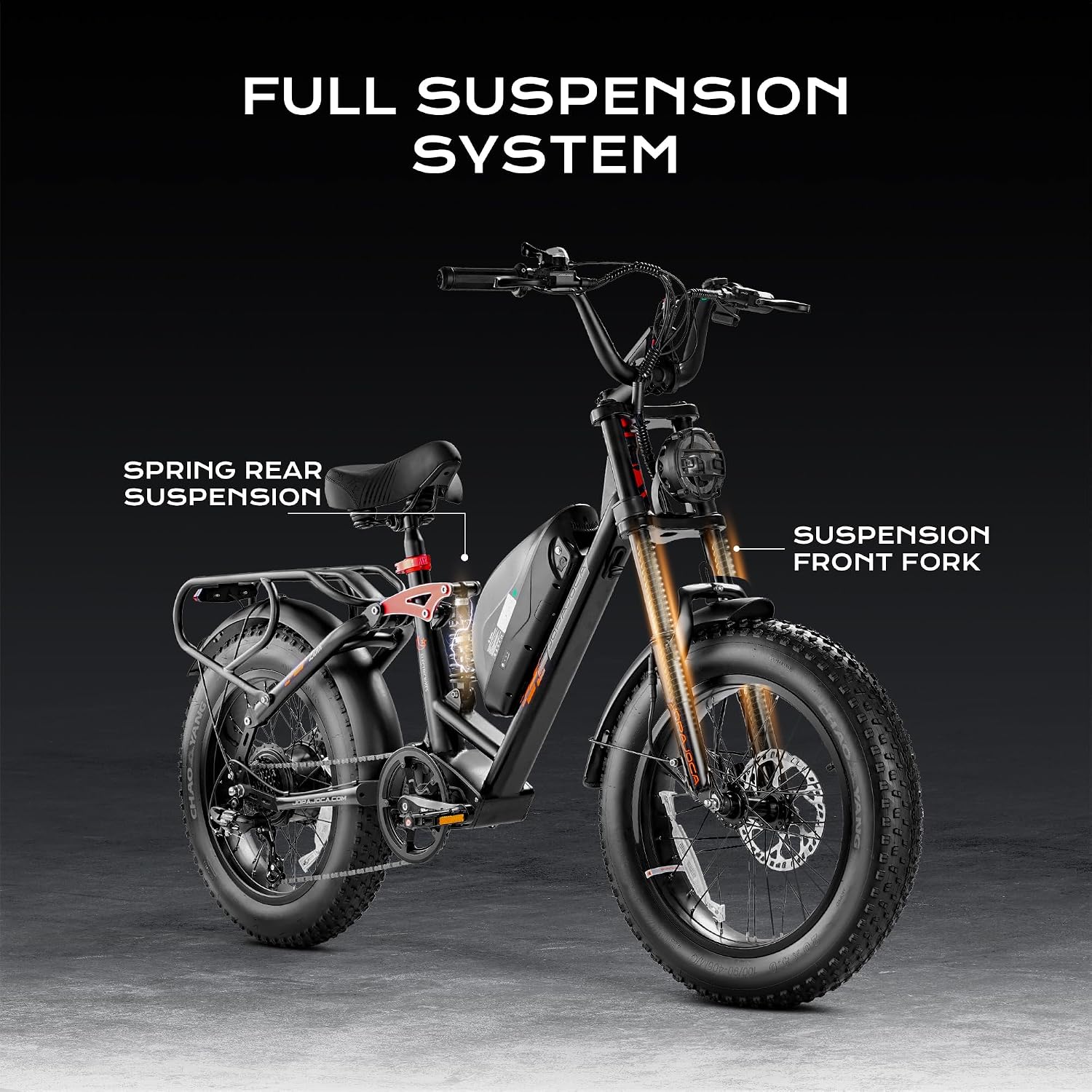 eAhora 2026 Luna/Terra 3000W/1500W 33MPH Dual Motor Ebike for Men Women, 20/15Ah 80+ Mi Long Range Electric Bike for Adults, 20' Fat Tire Full Suspension All-Terrain E-Bike with Hydraulic Disc Brake