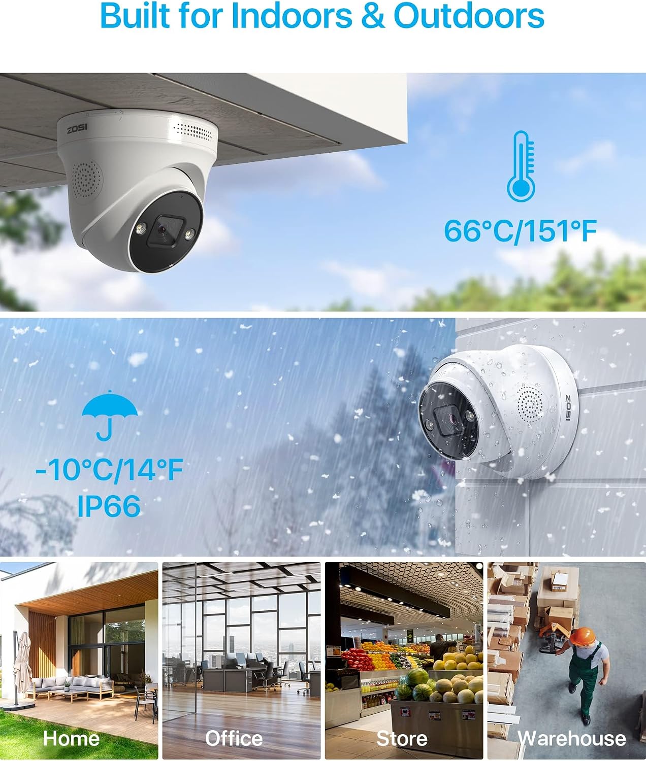 ZOSI 4K 16CH PoE Security Camera System, 16pcs 8MP Outdoor Indoor Cameras, Spotlight Siren, Two-Way Audio, AI Human Detection, 16 Channel Surveillance NVR with 4TB HDD for 24/7 Recording