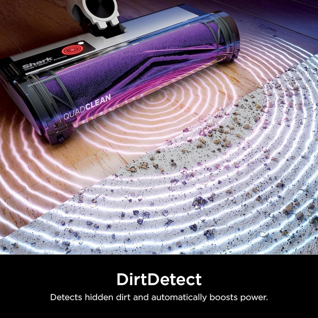 Shark IW1111 Detect Pro Cordless Stick HEPA Filter, QuadClean Multi-Surface Brushroll, Lightweight Vacuum, Includes 8' Crevice Tool, Up to 40-Minute Runtime, Dark Grey/Silver (Renewed)