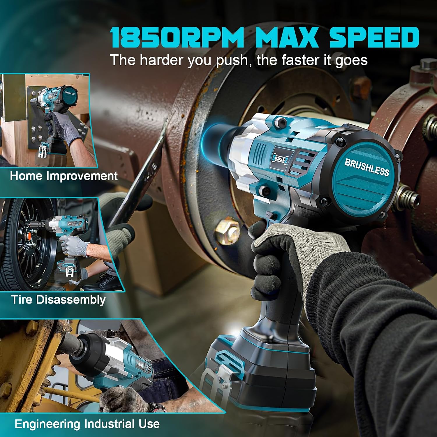 DIYtoolifz Cordless Impact Wrench 1/2' Compatible with Makita 18V Battery, 1700 Ft-lbs High Torque Impact Driver, Electric Impact Gun with 4 Speed Modes & LED Light for Car, Truck, Mower(Bare Tool)