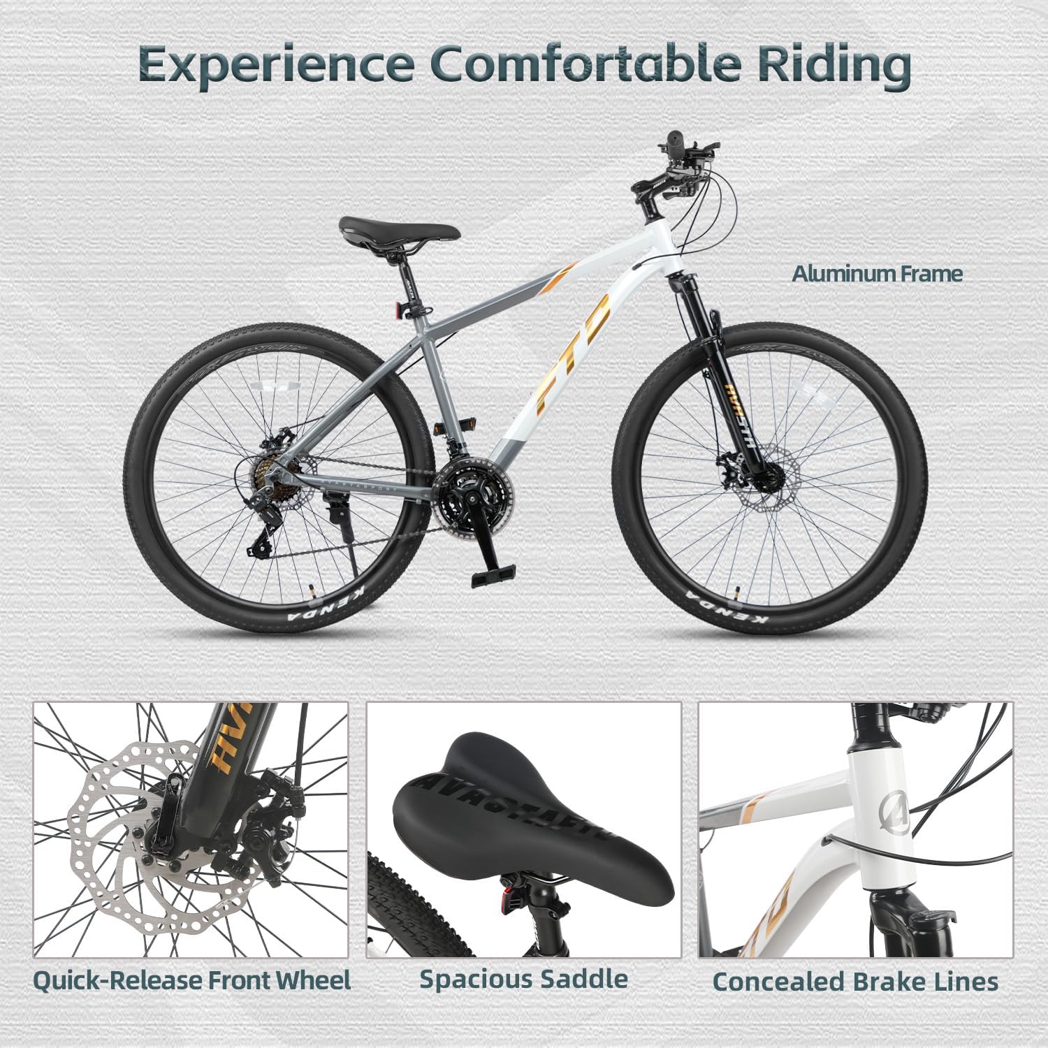 AVASTA Earth 26 27.5 inch Mountain Bike with 21-Speed, Aluminum Frame, Dual Disc Brake, Comfortable Saddle, Multiple Colors