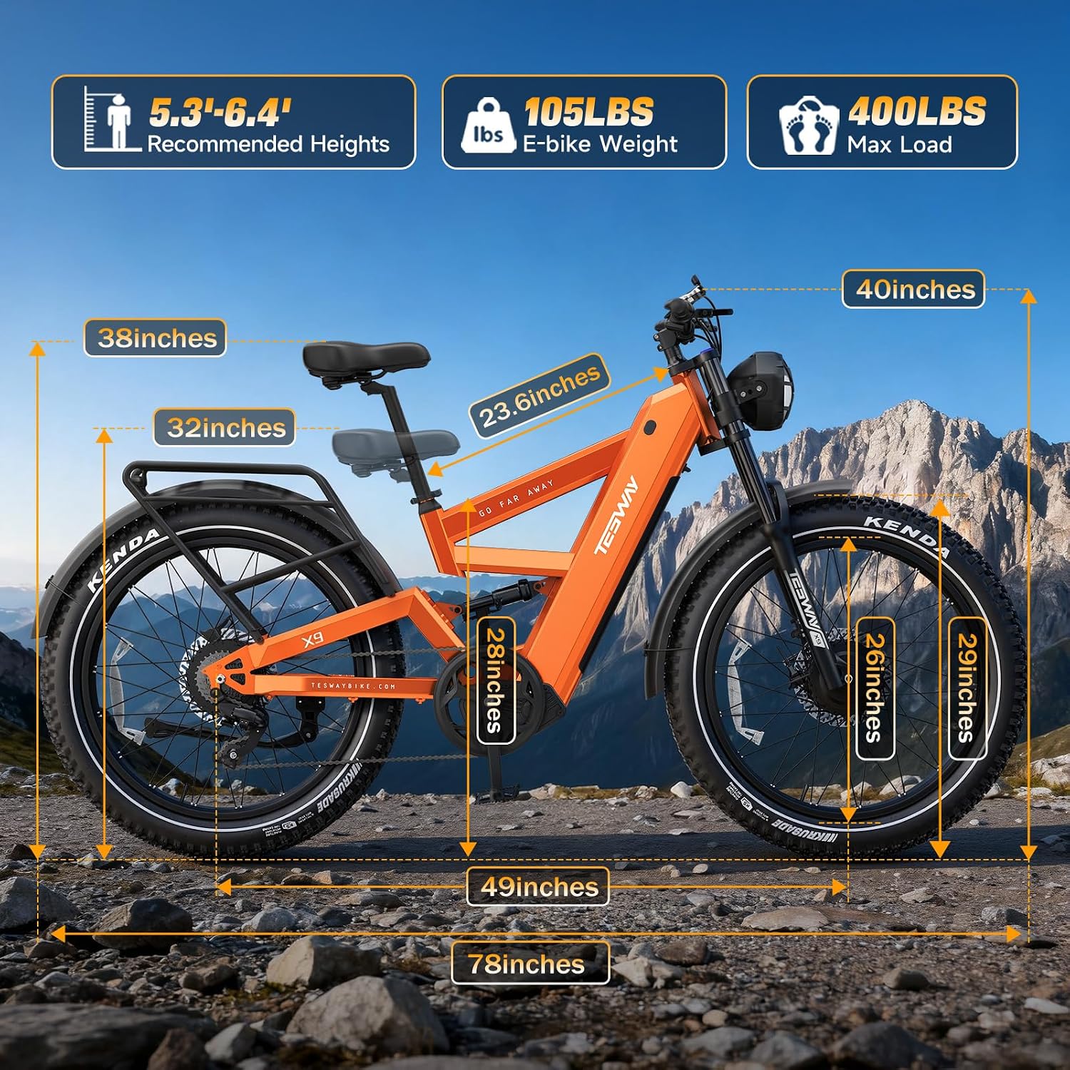 TESWAY X9 Ultra Dual Motor Ebike, 26' Fat Tire Full Suspension AWD Electric Bike for Adults, 4000W 43MPH 240NM, 60V 30Ah(Camo)/25Ah(Other) 120 Miles Long Rang