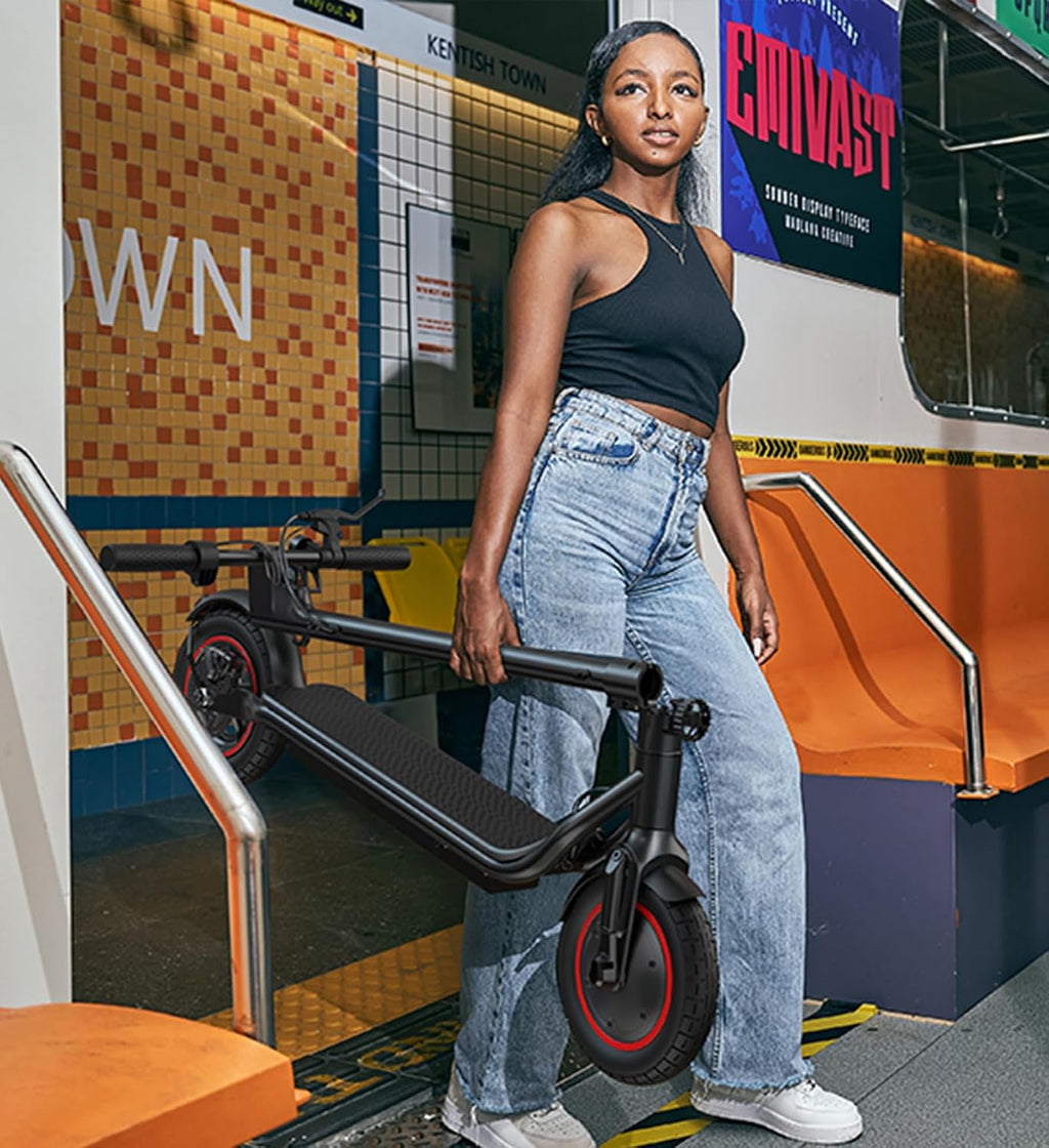 Electric Scooter, 23 Miles, 22 MPH Top Speed Electric Scooter for Adults, 500W Powerful Motor,10'/8.5' Pneumatic Tires Commuting Scooter, Foldable Escooter for Commuting & Campus Use