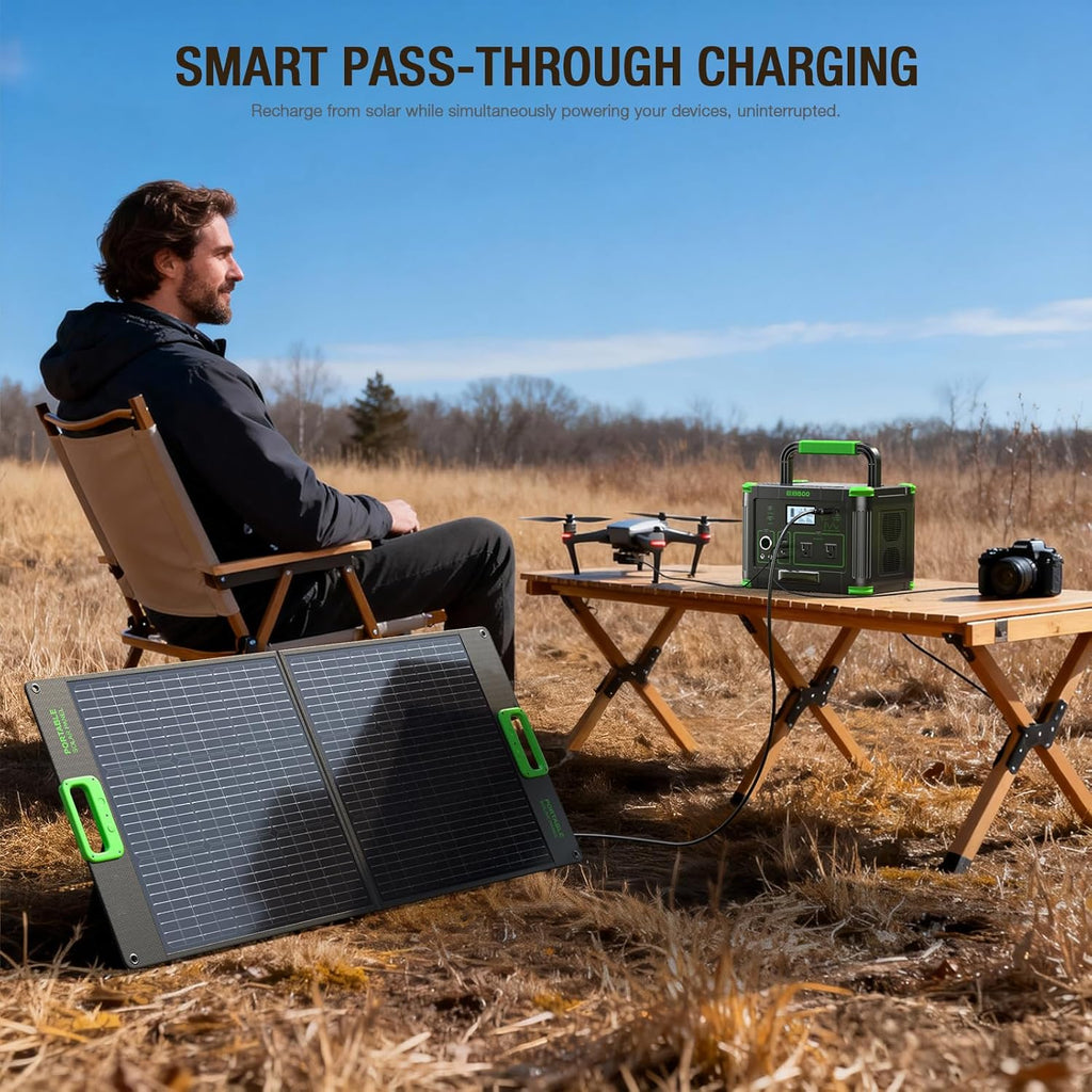 Portable Power Station 500W (Peak 1000W), 519Wh Solar Generator with 2x AC Outlets, 60W USB-C PD Fast Charging, 10-Port with Wireless Charger, Pure Sine Wave, Camping RV Travel Emergency Home Backup